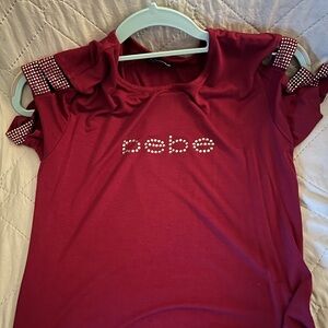 Bebe Burgundy Rhinestone Embellished Tee